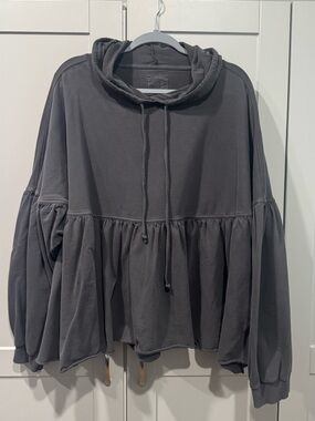 aerie Gray Peplum Hoodie